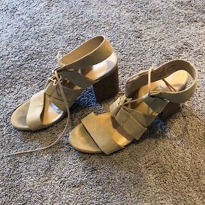 Strappy nude heeled sandals